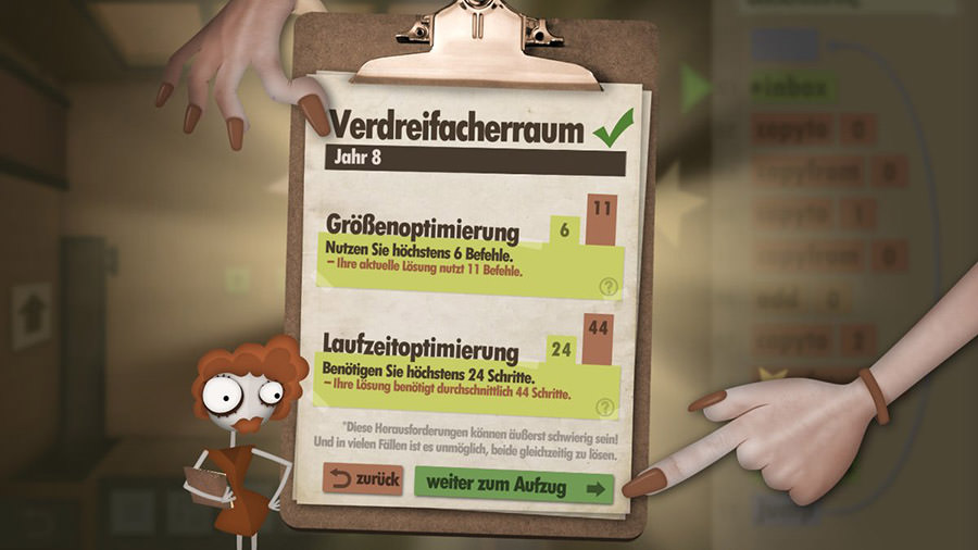 Human Resource Machine - Aufgabe auf Klembrett